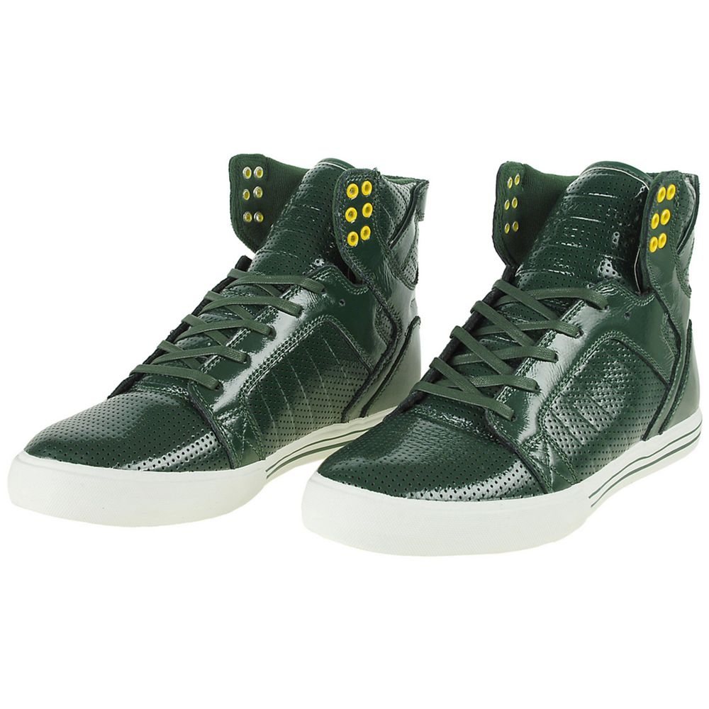 Baskets Montantes Supra SkyTop Vert Dark Green Patent Homme | PGG-29978832